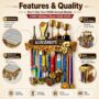 Premium (AS) Achievements Medals Display Hanger Shelf | 2 in 1 Display | Medals & Trophys Premium Unique Display | Holds 60+ Medals | 3-5 Trophys for Athletes