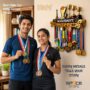 Premium (AS) Achievements Medals Display Hanger Shelf | 2 in 1 Display | Medals & Trophys Premium Unique Display | Holds 60+ Medals | 3-5 Trophys for Athletes