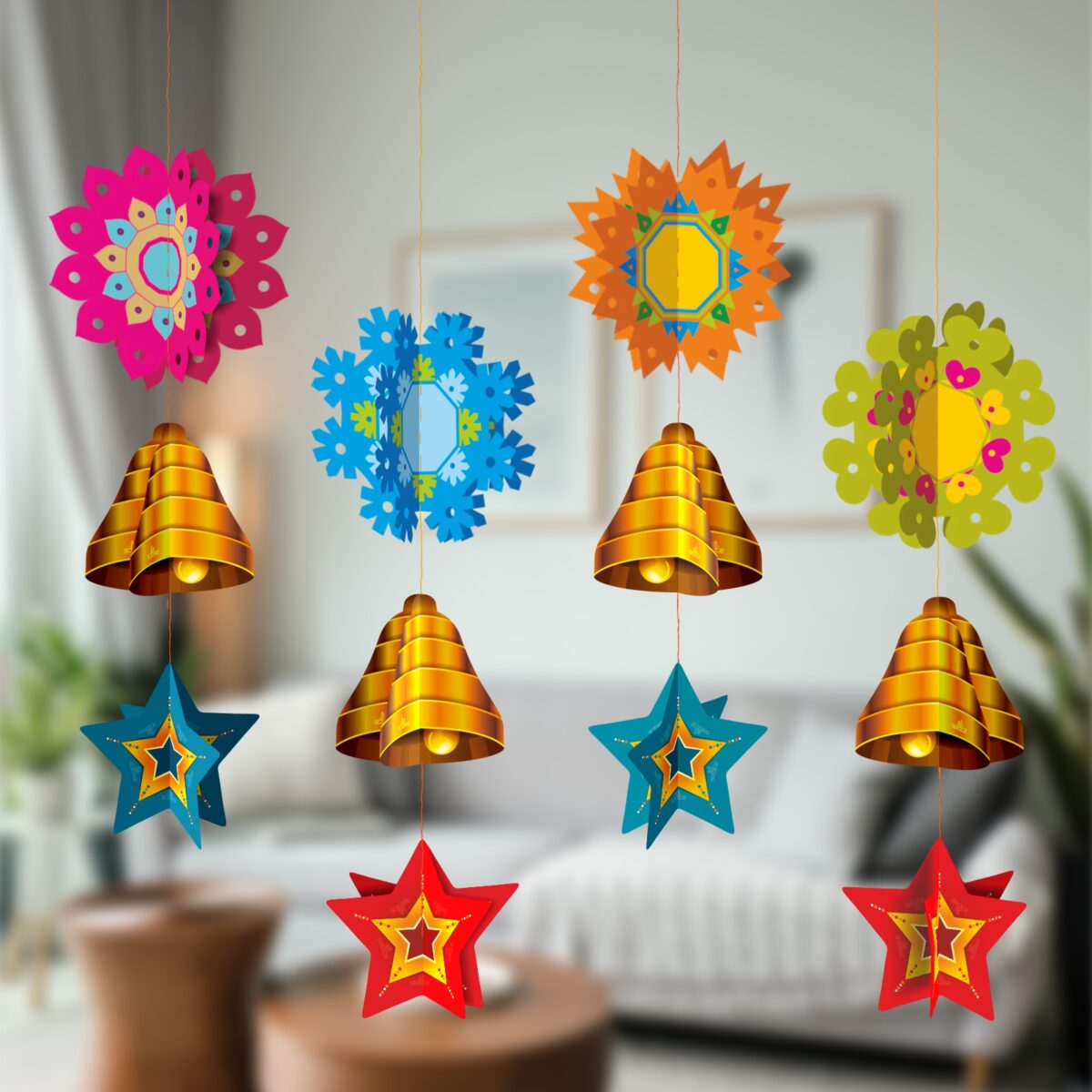 Star & Bell Latkan - 3D Paper decoration