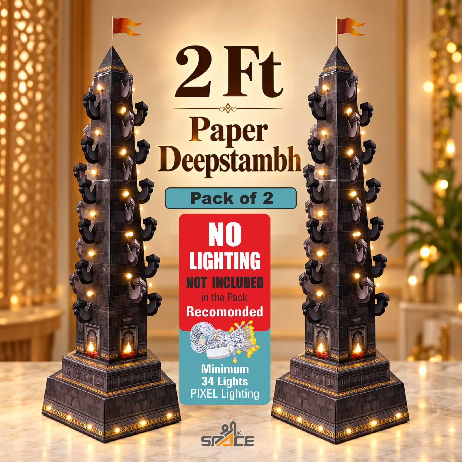 #Deepstambh-paper-diy-foldable-pack-of-2-deepstambh -3 Deepstambh NO Lighting