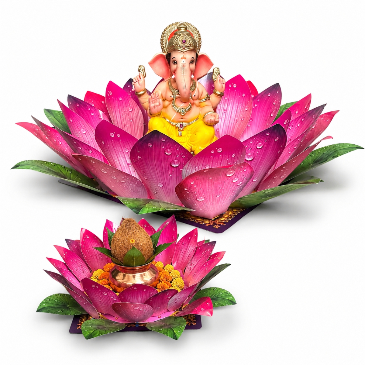 LAXMI Lotus Makhar (Round) – set of 2 lotus (Large & Small)